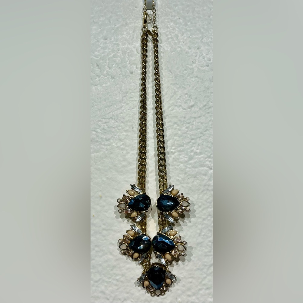 Express Gold-tone Floral Rhinestone Statement Necklace
